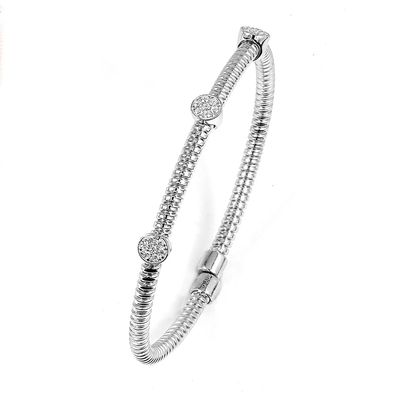 Dazzlers Sterling Silver Rhodium Plated and 3 Stations Of CZ Diamond Bangle, MPN: DRB-512