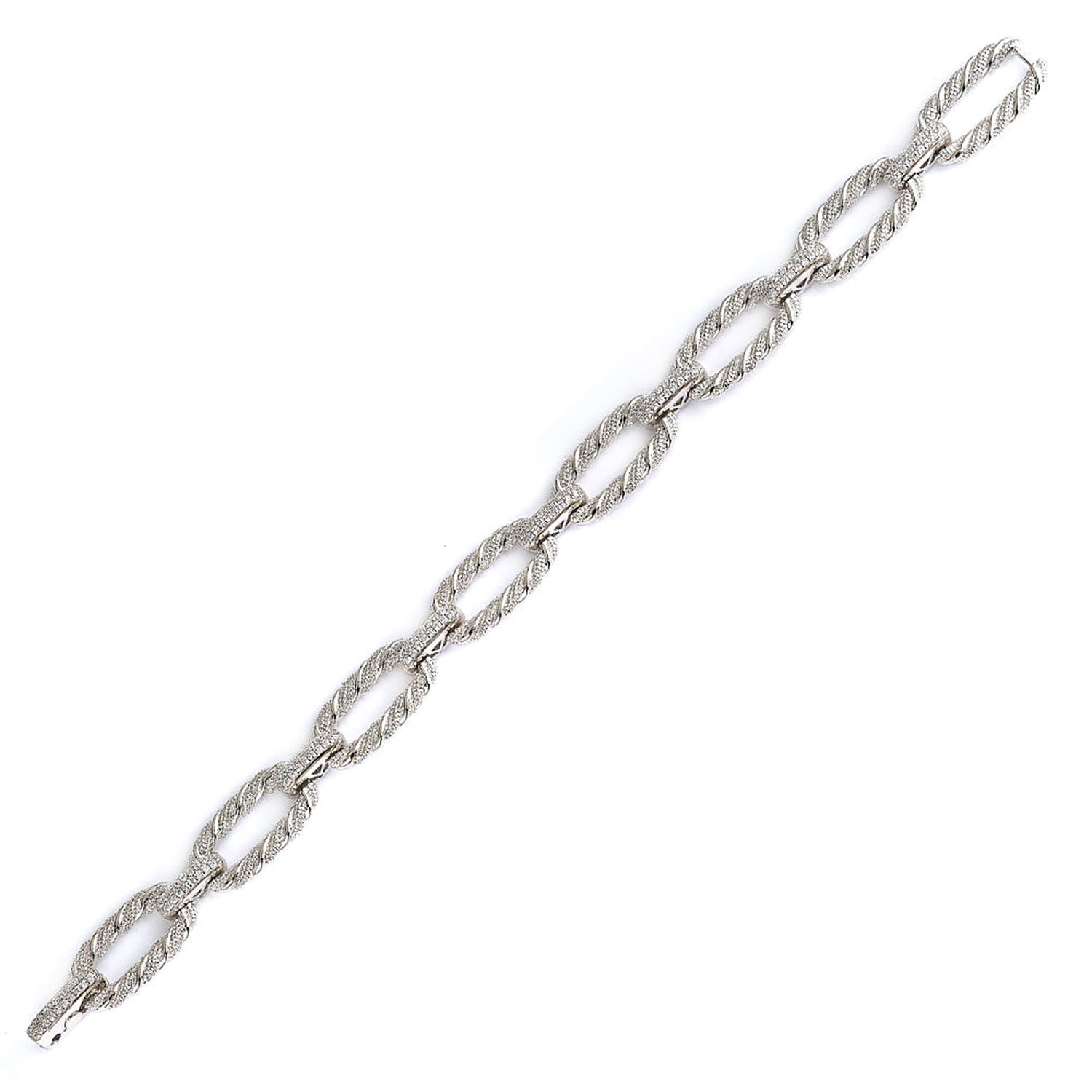 Dazzlers Sterling Silver Rhodium Plated and CZ Diamond Link Bracelet, MPN: DCB-96
