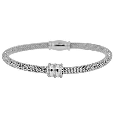 Dazzlers Sterling Silver Rhodium Plated and CZ Diamond Italian Mesh Bangle, MPN: DEB-114