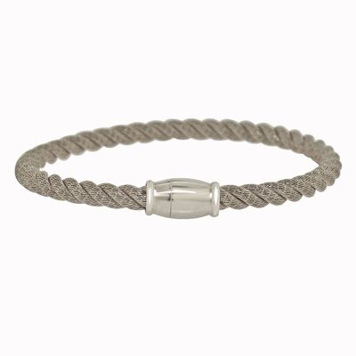 Dazzlers Sterling Silver Rhodium Plated Italian Wire Bangle, MPN: DEB-132