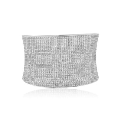 Dazzlers Sterling Silver Rhodium Plated and Micro-Pave CZ Diamond Cuff, MPN: DCB-525