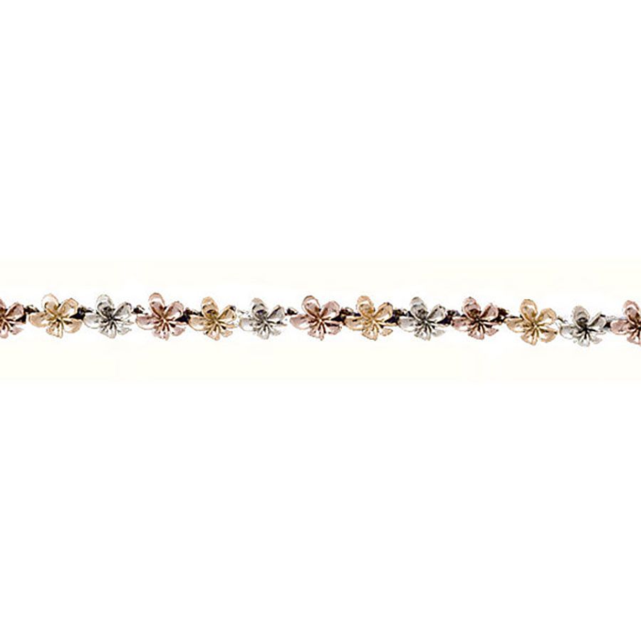Dazzlers 14k Gold Tri-Color Plumeria Bracelet, MPN: DZ-12082