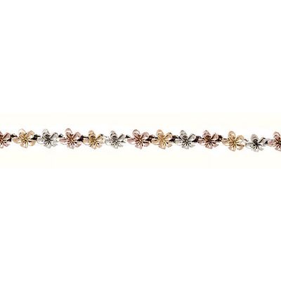 Dazzlers 14k Gold Tri-Color Plumeria Bracelet, MPN: DZ-12082
