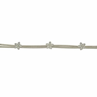 Dazzlers Sterling Silver Rhodium Plated with 3 Station Of CZ Diamond Flowers Bracelet, MPN: DEB-129