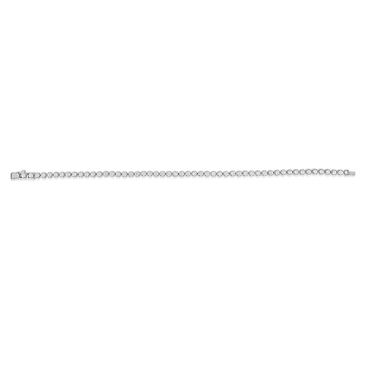 Dazzlers Sterling Silver Rhodium Plated and CZ Diamond Tennis Bracelet with Safety Clasp, MPN: DCB-…