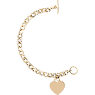 Dazzlers 14k Yellow Gold Rollo Bracelet with A Heart Charm, MPN: DZ-12871