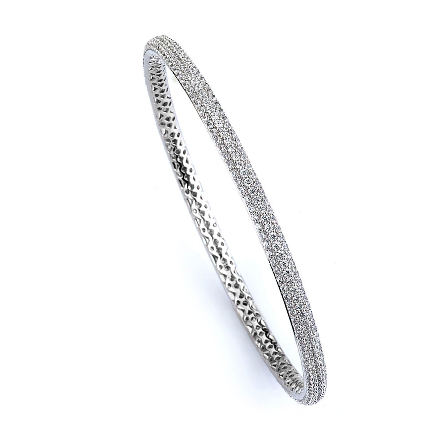 Dazzlers Sterling Silver Rhodium Plated and Micro-Pave CZ Diamond Bangle, MPN: DCB-86
