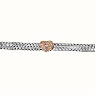 Dazzlers Sterling Silver Rhodium Plated with CZ Diamond Heart Bracelet, MPN: DEB-128