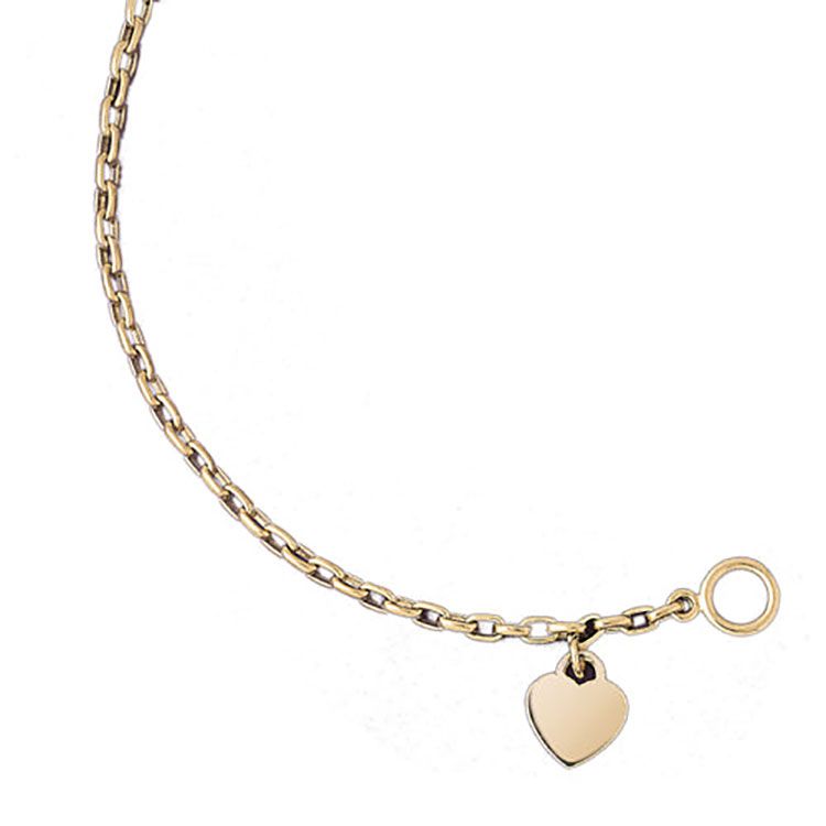 Dazzlers 14k Yellow Gold Rollo Bracelet with A Heart Charm, MPN: DZ-12862