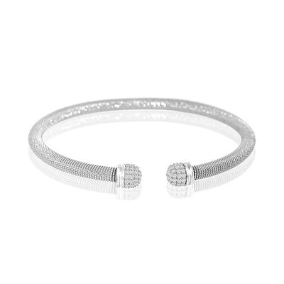 Dazzlers Sterling Silver Rhodium Plated and CZ Diamond Italian Bangle, MPN: DAB-171