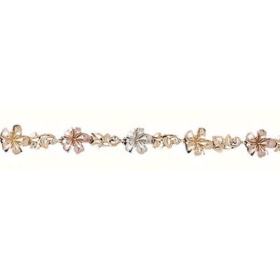Dazzlers 14k Gold Tri-Color Plumeria Bracelet, MPN: DZ-12080