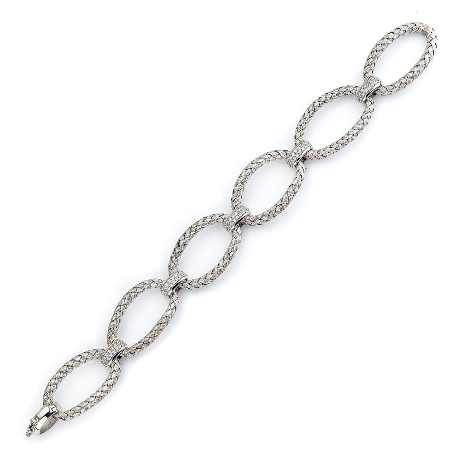 Dazzlers Sterling Silver Rhodium Plated Link Bracelet with Safety Clasp, MPN: DCB-201