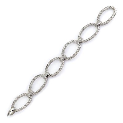 Dazzlers Sterling Silver Rhodium Plated Link Bracelet with Safety Clasp, MPN: DCB-201