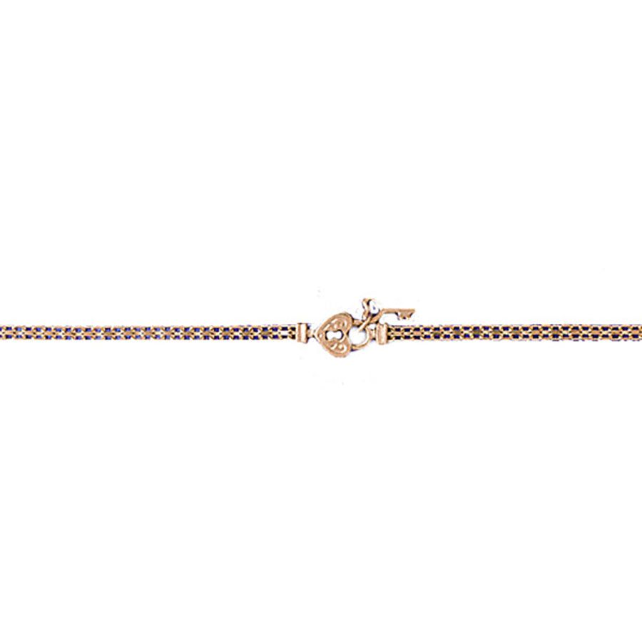 Dazzlers 14k Yellow Gold Heart &amp; Key Bracelet, MPN: DZ-12190