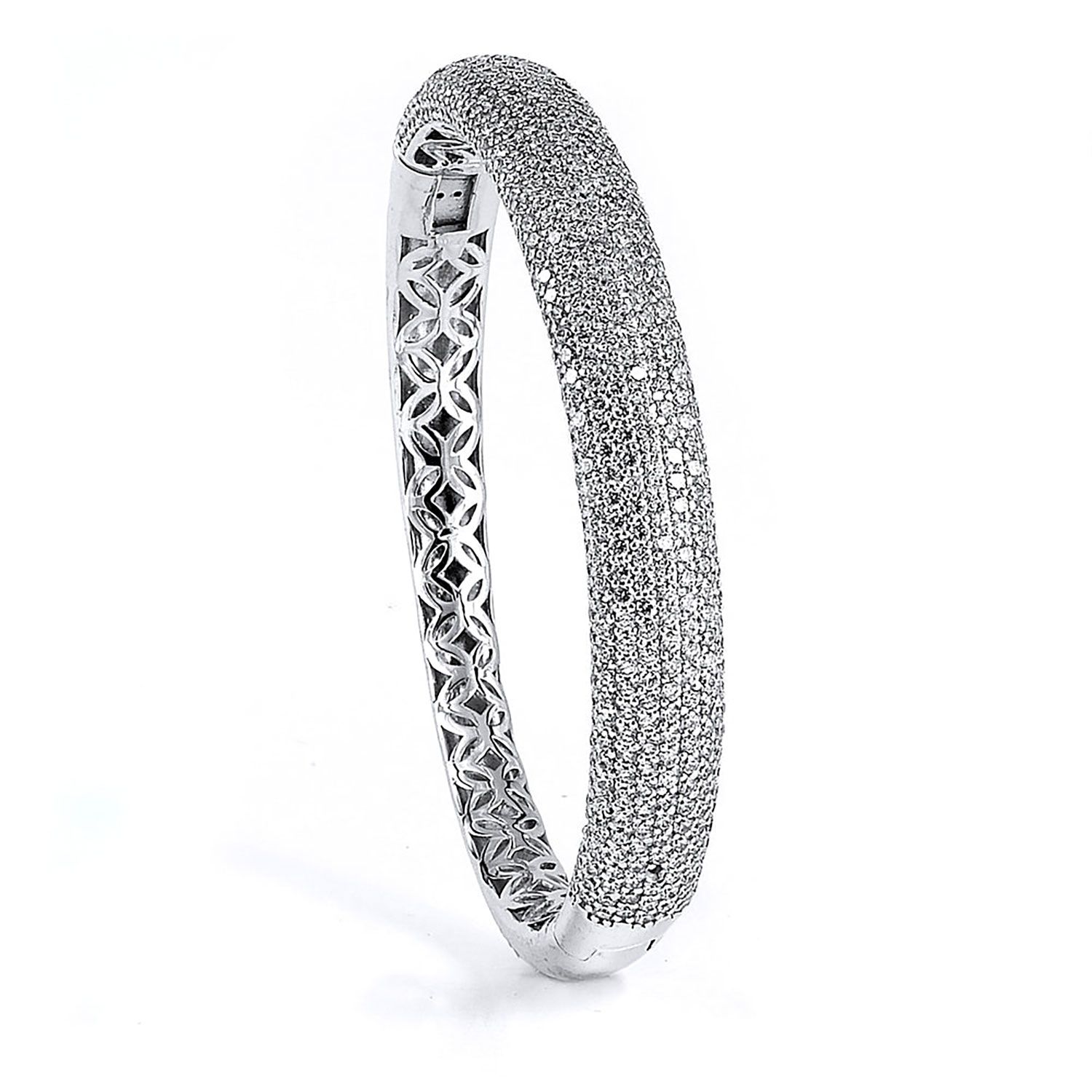 Dazzlers Sterling Silver Rhodium Plated and Micro-Pave CZ Diamond Bangle, MPN: DCB-357