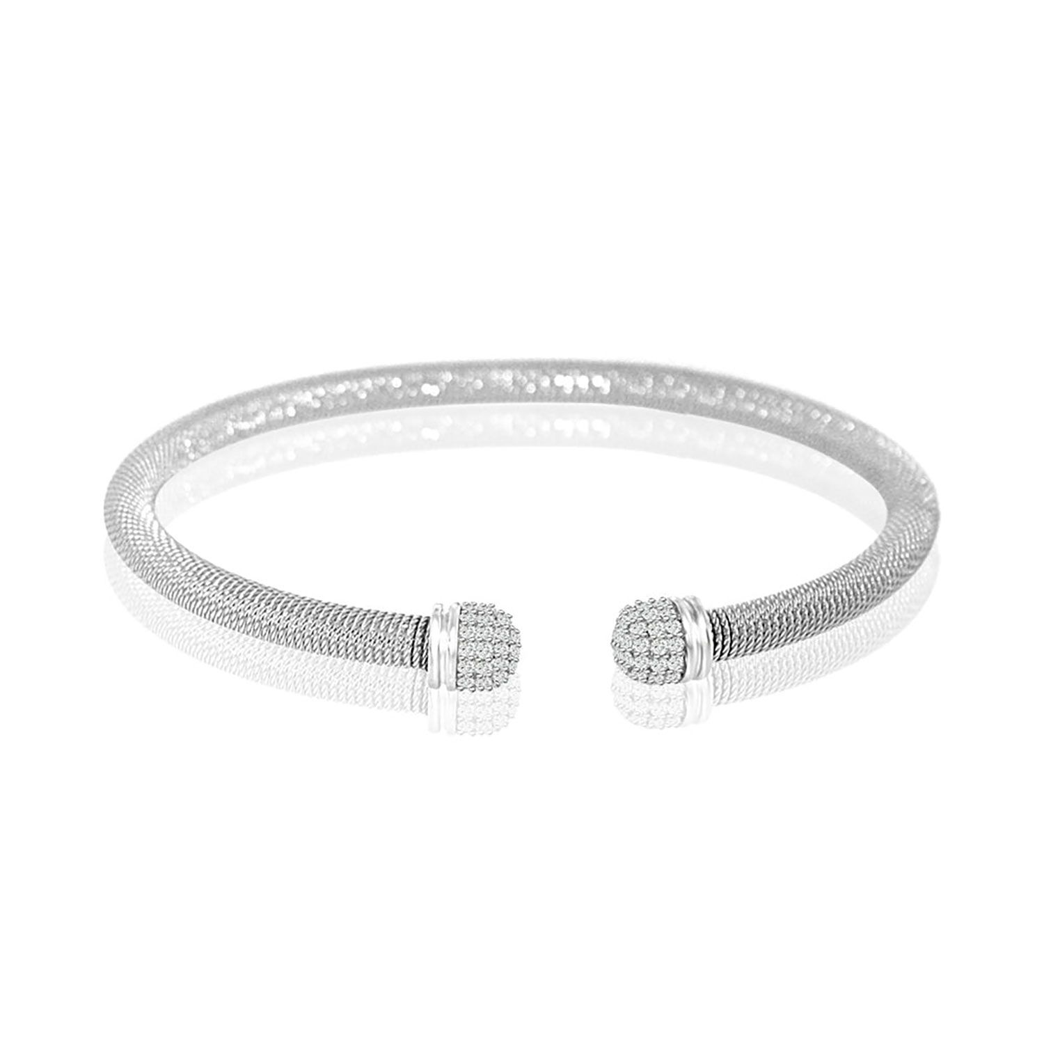 Dazzlers Sterling Silver Rhodium Plated and CZ Diamond Italian Bangle, MPN: DAB-159