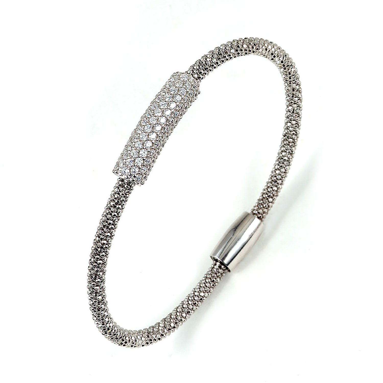 Dazzlers Sterling Silver Rhodium Plated and CZ Diamond Beaded Style Bracelet, MPN: DRB-500