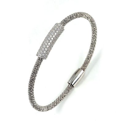 Dazzlers Sterling Silver Rhodium Plated and CZ Diamond Beaded Style Bracelet, MPN: DRB-500