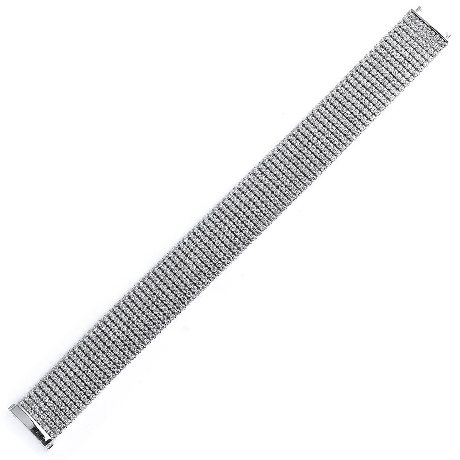 Dazzlers Sterling Silver Rhodium Plated and 10 Rows Of CZ Diamond Tennis Bracelet, MPN: DCB-344