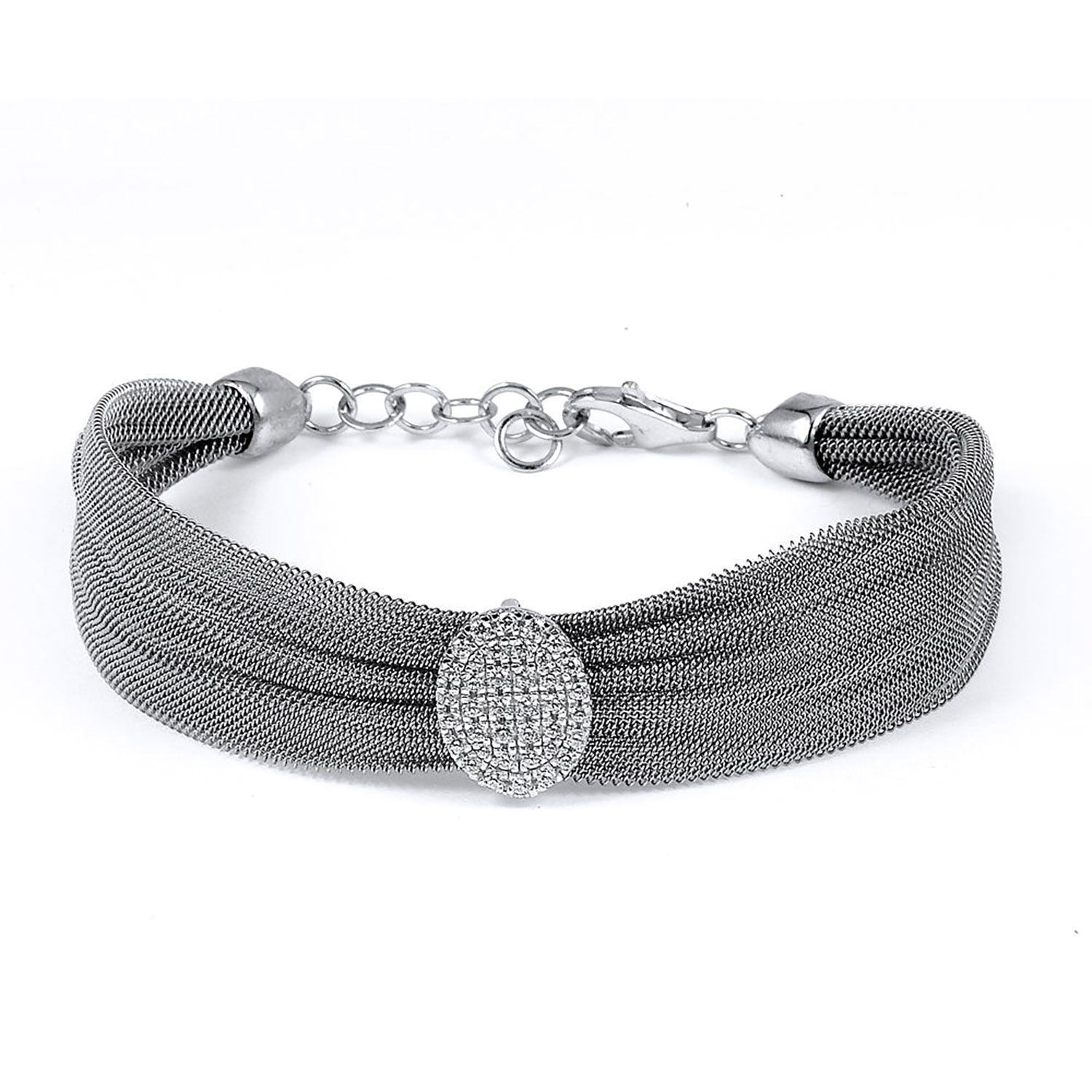 Dazzlers Sterling Silver Rhodium Plated and CZ Diamond Bracelet, MPN: DRB-504