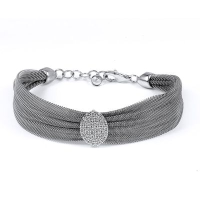 Dazzlers Sterling Silver Rhodium Plated and CZ Diamond Bracelet, MPN: DRB-504