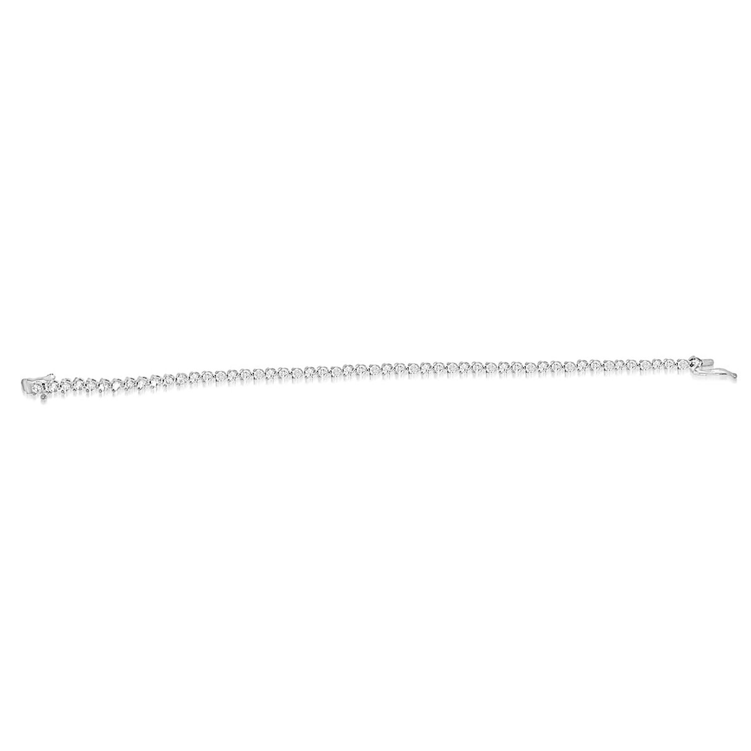 Dazzlers Sterling Silver Rhodium Plated and CZ Diamond Tennis Bracelet with Safety Clasp, MPN: DCB-…