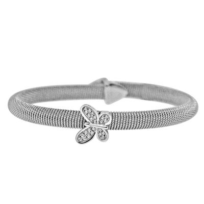 Dazzlers Sterling Silver Rhodium Plated and Butterfly CZ Diamond Bangle, MPN: DEB-112