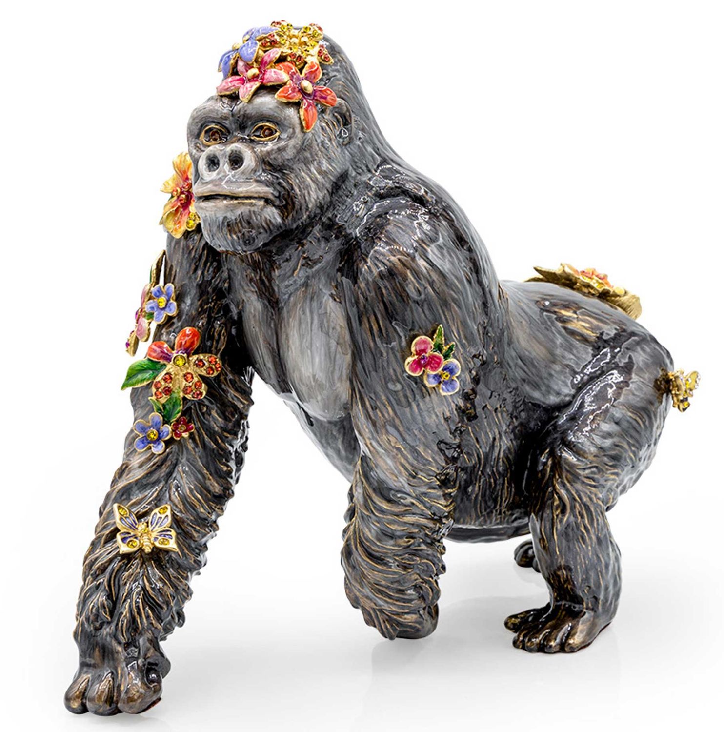 Jay Strongwater Gorilla With Flowers and Butterflies, MPN: SDH2611-271, UPC: 848510045971
