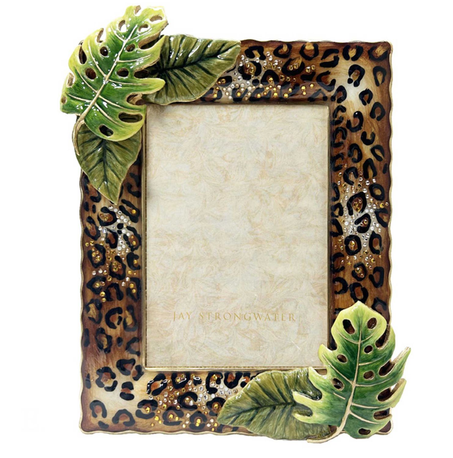 Jay Strongwater Orion Leopard Print and Palm Leaf 5 x 7 Inch Picture Frame, MPN: SPF5924-274, UPC: …