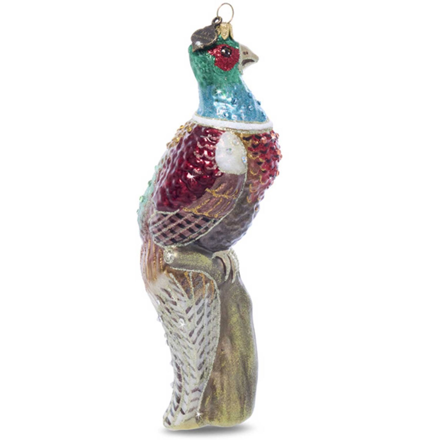 Jay Strongwater Pheasant Glass Ornament, MPN: SDH20104-250, UPC: 848510044271
