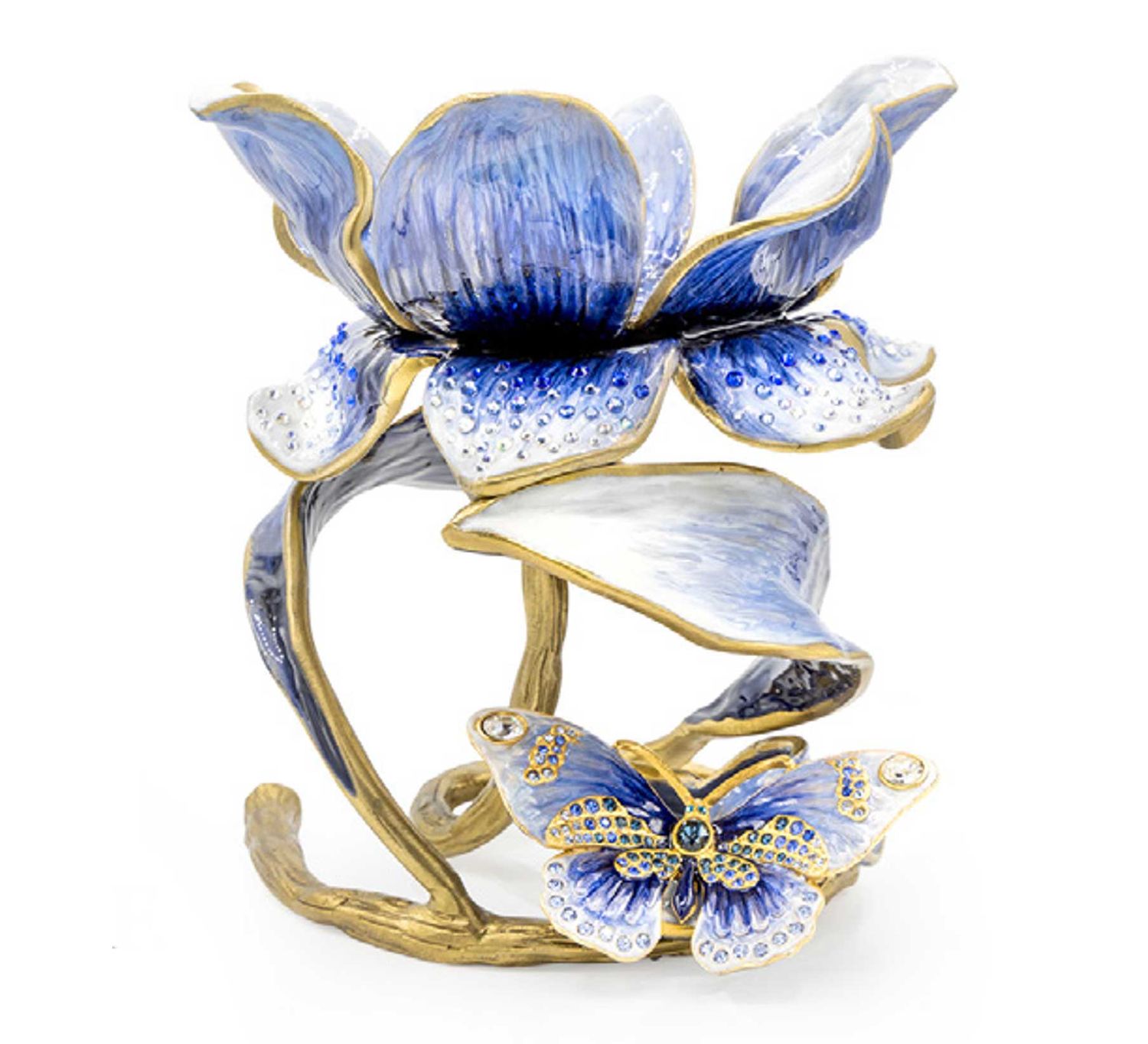 Jay Strongwater Aimee Floral 7 Inch Pillar Candle Holder Blue, MPN: SDH2370-284, UPC: 848510046077