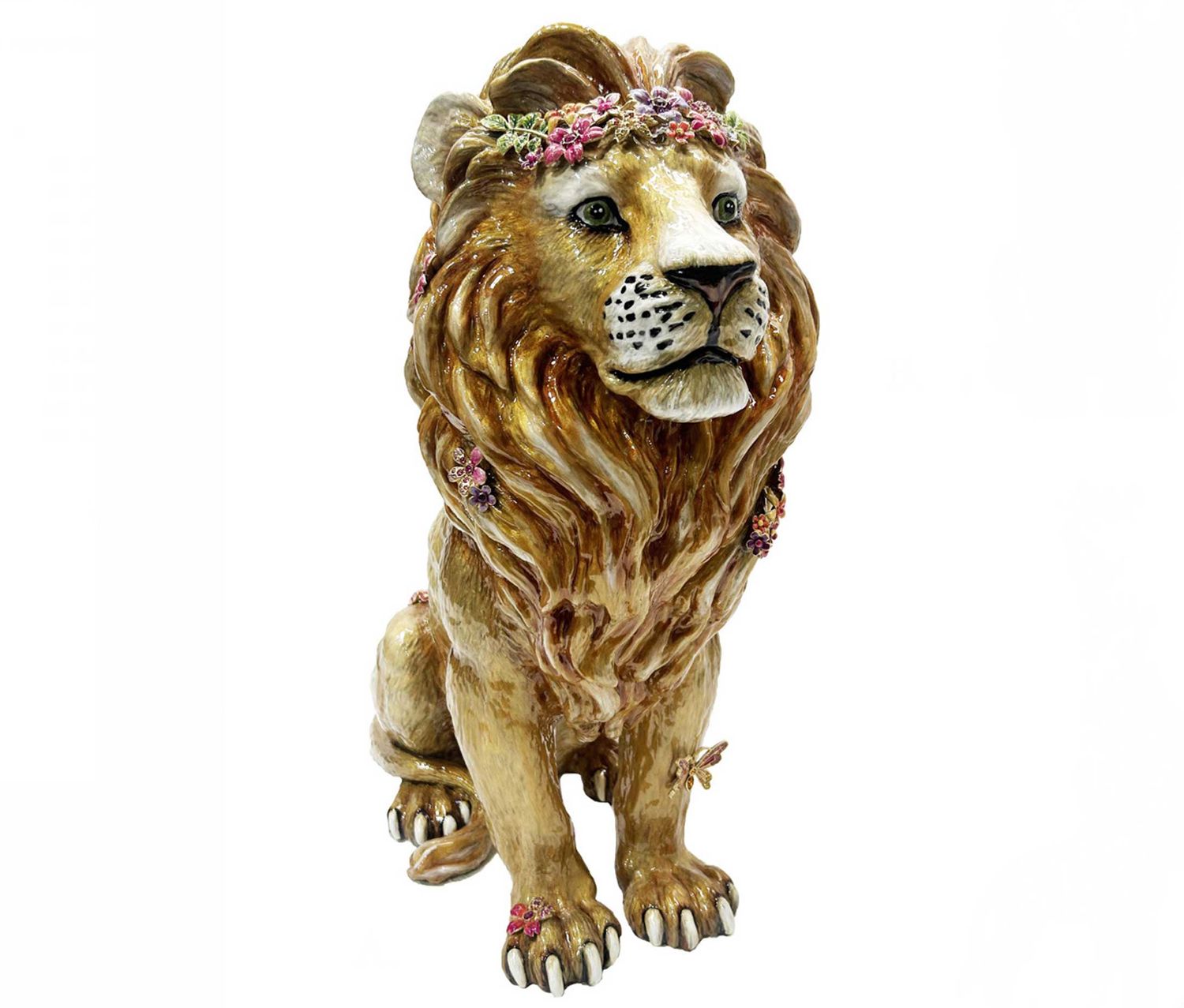 Jay Strongwater Zar Majestic Lion With Flowers Figurine, MPN: SDH1981-474, UPC: 848510046305