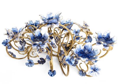 Jay Strongwater Claudine Floral &amp; Butterfly Candelabra Blue, MPN: SDH2366-284, UPC: 848510046060