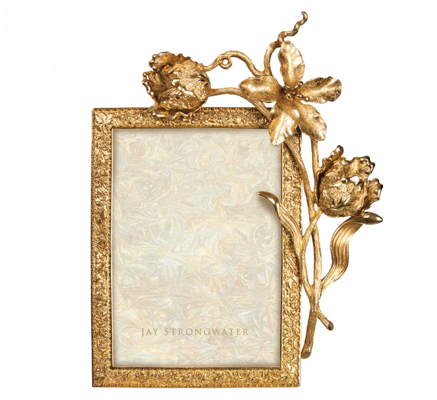 Jay Strongwater Irene Tulip 5 x 7 Inch Picture Frame Composition Gold, MPN: SPF5943-292, UPC: 84851…