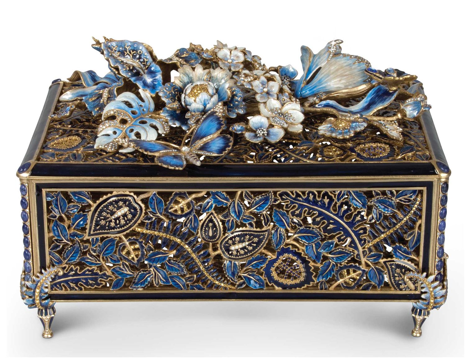 Jay Strongwater Genevieve Grand Floral Chest Blue, MPN: SDH7317-284, UPC: 848510016629