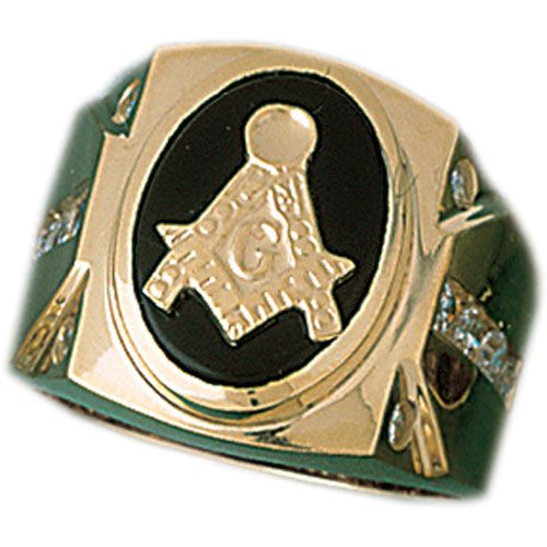 Dazzlers 14k Yellow Gold Masonic Onyx Ring, MPN: DZ-14642-8