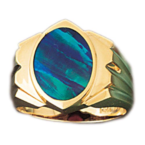 Dazzlers 14k Yellow Gold Created Opal Ring, MPN: DZ-14676-4