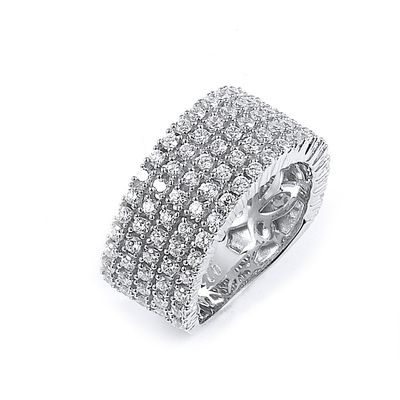 Dazzlers Sterling Silver Rhodium Plated and 5 rows of CZ Ring, MPN: DCR-363