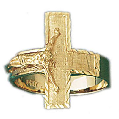 Dazzlers 14k Yellow Gold Sideway Crucifix Ring, MPN: DZ-14094