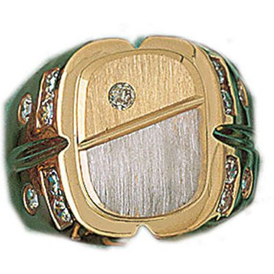 Dazzlers 14k Yellow Gold CZ Signet Ring, MPN: DZ-14590-8