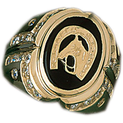 Dazzlers 14k Yellow Gold Horseshoe with a Horse Onyx Ring, MPN: DZ-14649-8