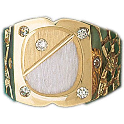 Dazzlers 14k Yellow Gold CZ Signet Ring, MPN: DZ-14602-8