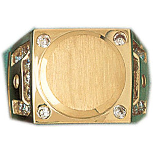 Dazzlers 14k Yellow Gold CZ Signet Ring, MPN: DZ-14560-8