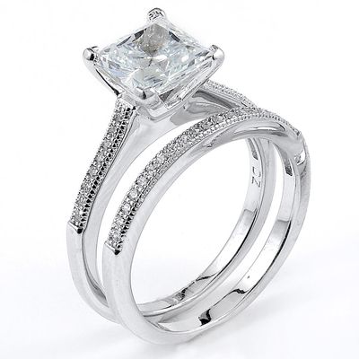Dazzlers Sterling Silver Rhodium Plated and princess cut CZ Wedding Set, MPN: DMR-203