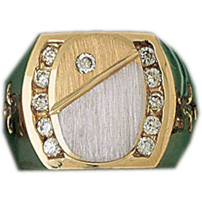 Dazzlers 14k Yellow Gold CZ Signet Ring, MPN: DZ-14582-8