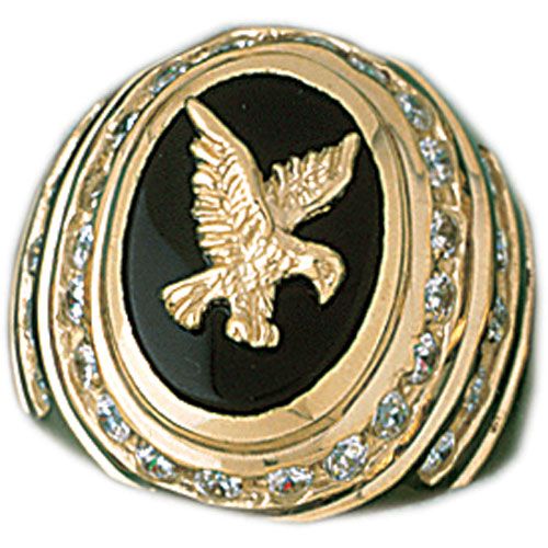 Dazzlers 14k Yellow Gold Eagle Onyx Ring, MPN: DZ-14646-8