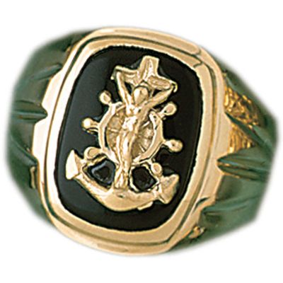 Dazzlers 14k Yellow Gold Virgin Mary Onyx Ring, MPN: DZ-14668-8