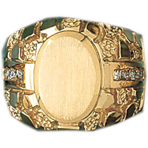 Dazzlers 14k Yellow Gold CZ Signet Ring, MPN: DZ-14572-8