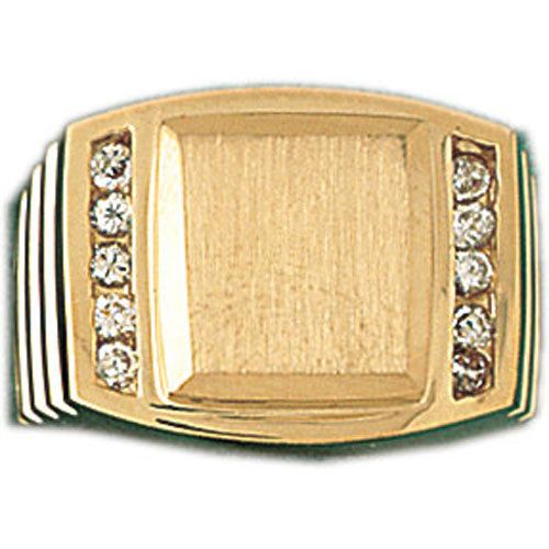 Dazzlers 14k Yellow Gold CZ Signet Ring, MPN: DZ-14554-8