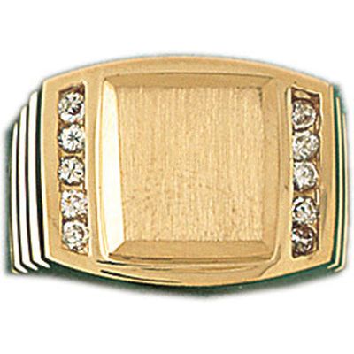 Dazzlers 14k Yellow Gold CZ Signet Ring, MPN: DZ-14554-8